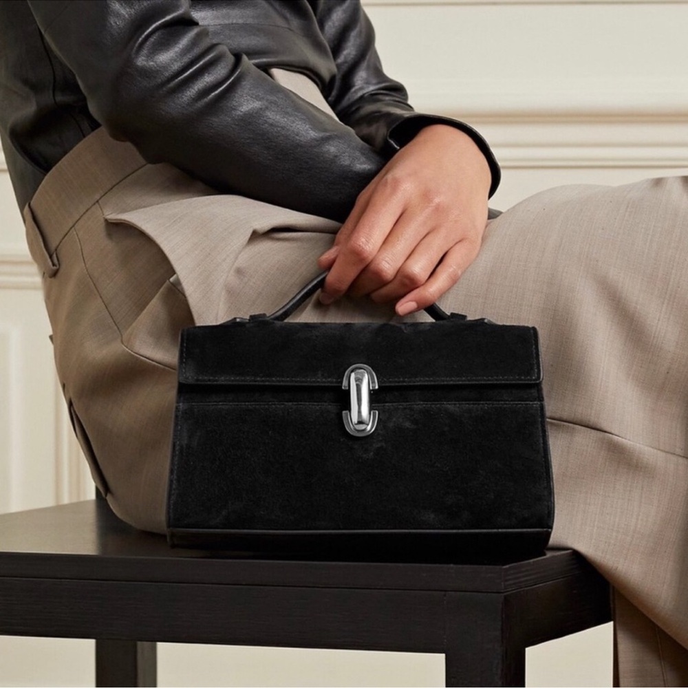 Savette Symmetry Pochette in Black Suede | Pre-owned| Gifts for her|ClassyClutch